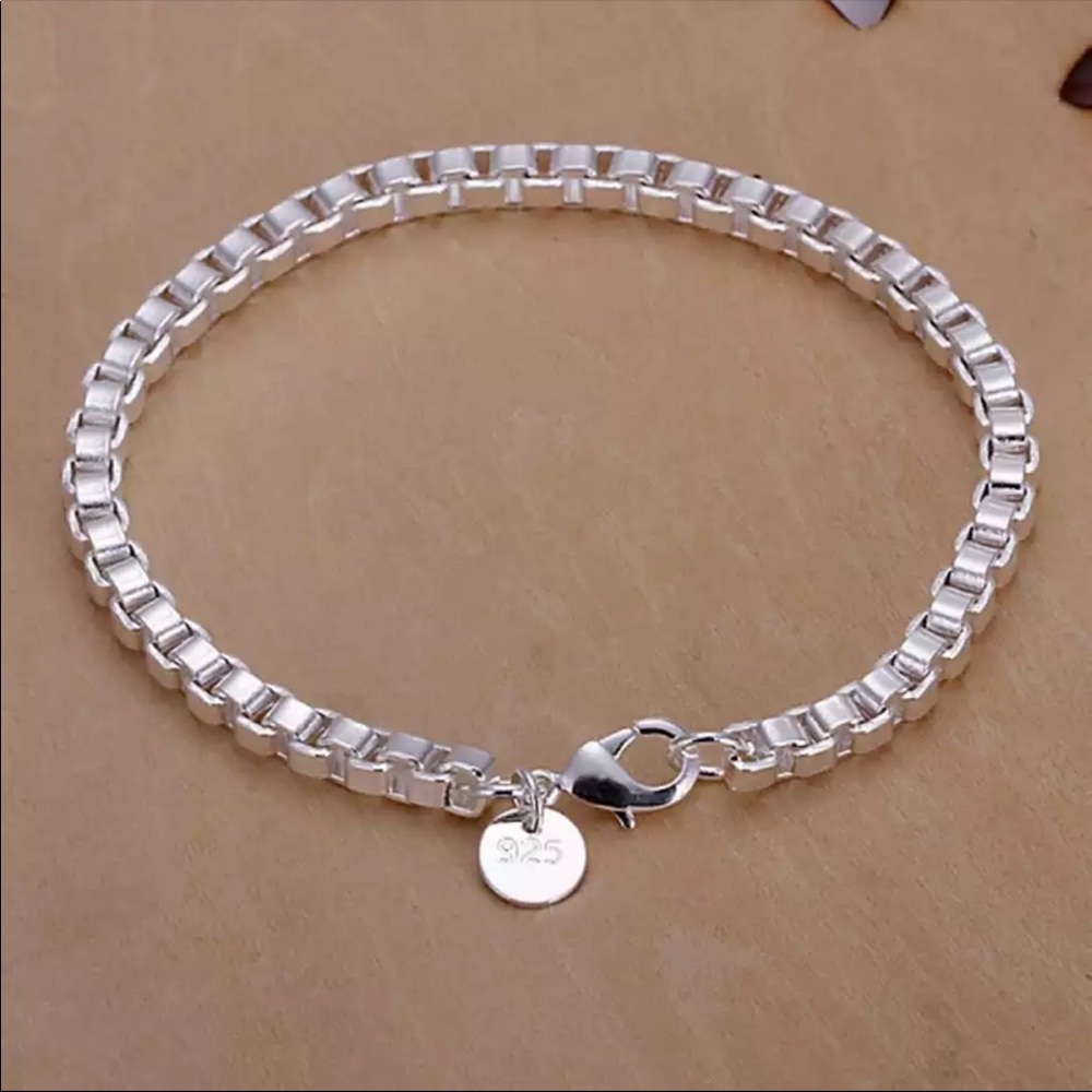 New 925 Silver 4MM Chain Women Men Bracelet